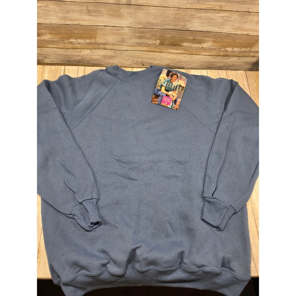 Vintage Hanes Her Way Sweatshirt Medium Denim Blue 1996 Olympic NWT 90s Raglan